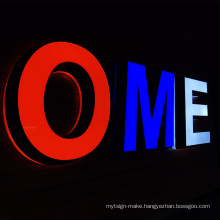 Frontlit and backlit advertising wall mounted sign letters illumination